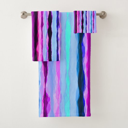 Roze en Blauwe Abstracte Strepen Bad Handdoek (Insitu)