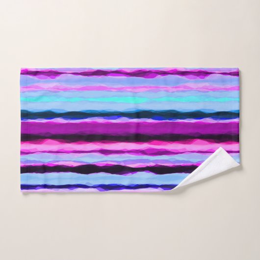 Roze en Blauwe Abstracte Strepen Bad Handdoek (Handdoek)