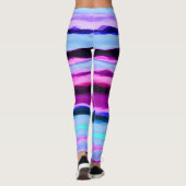 Roze en Blauwe Abstracte Strepen Leggings (Achterkant)