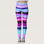 Roze en Blauwe Abstracte Strepen Leggings (Voorkant)