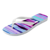 Roze en Blauwe Abstracte Strepen Teenslippers (Schuin)