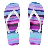 Roze en Blauwe Abstracte Strepen Teenslippers (Voetbed)