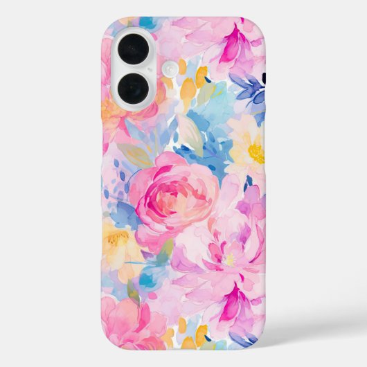 Roze en Blauwe Abstracte Waterverf Case-Mate iPhone Case (Achterkant)