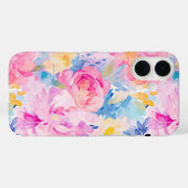 Roze en Blauwe Abstracte Waterverf Case-Mate iPhone Case (Achterkant (horizontaal))