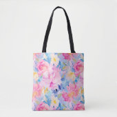 Roze en Blauwe Abstracte Waterverf Tote Bag (Voorkant)
