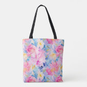 Roze en Blauwe Abstracte Waterverf Tote Bag (Achterkant)