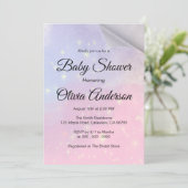 Roze en blauwe achtergrond met sterren Baby shower Kaart (Staand voorkant)