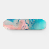roze en blauwe alcoholinkt waterverf persoonlijk skateboard (Horizontaal)