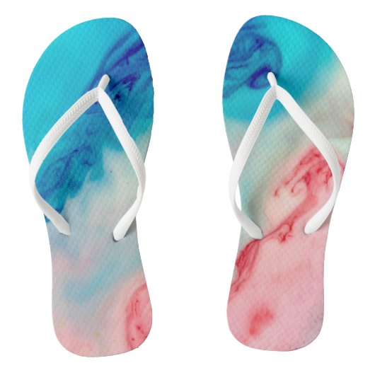 roze en blauwe alcoholinkt waterverf teenslippers (Voetbed)