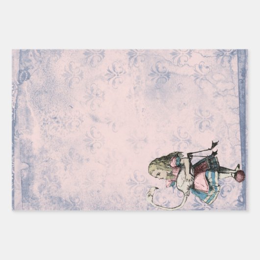Roze en blauwe Alice in Wonderland met Flamingo Inpakpapier Vel (Voorkant 2)