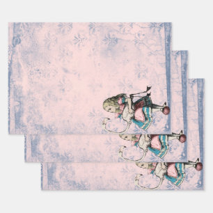 Roze en blauwe Alice in Wonderland met Flamingo Inpakpapier Vel