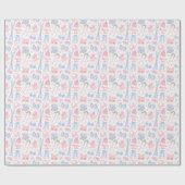 Roze en Blauwe Apres Ski Cadeaupapier (Vlak)