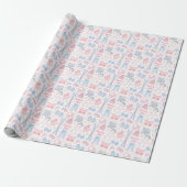 Roze en Blauwe Apres Ski Cadeaupapier (Uitgerold)