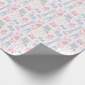 Roze en Blauwe Apres Ski Cadeaupapier (Hoek)