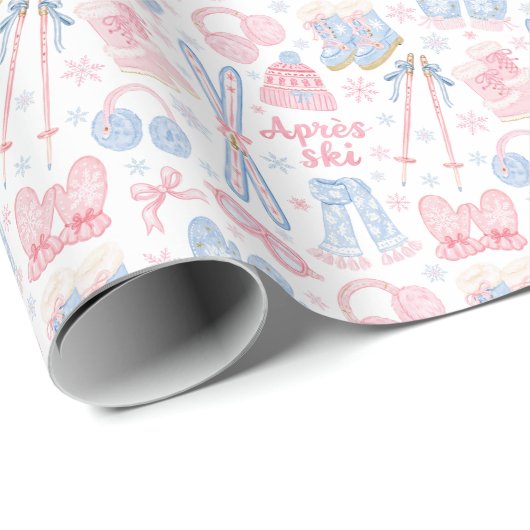 Roze en Blauwe Apres Ski Cadeaupapier (Rol Hoek)