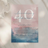 roze en blauwe aquarel 40ste verjaardag kaart