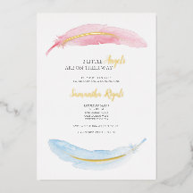 Roze en Blauwe Aquarel Baby Shower