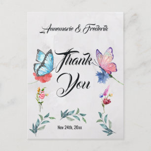 Roze en Blauwe Aquarel Briefkaart