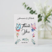 Roze en Blauwe Aquarel Briefkaart (Staand voorkant)