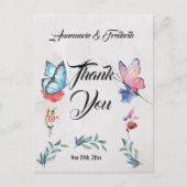 Roze en Blauwe Aquarel Briefkaart (Voorkant)