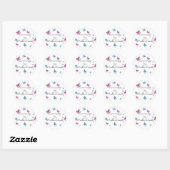 Roze en blauwe aquarel Butterfly Handgemaakt door Ronde Sticker (Vel)