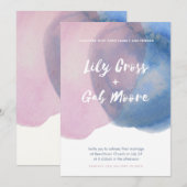 Roze en Blauwe Aquarel Uitnodiging (Voorkant / Achterkant)