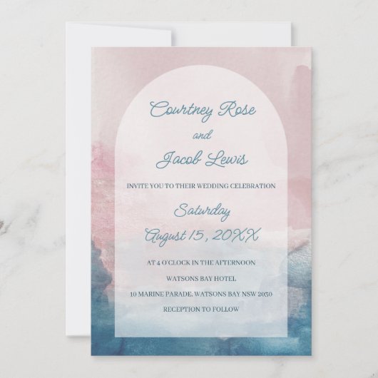 Roze en Blauwe aquarelboog Kaart (Voorkant)