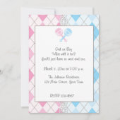 Roze en Blauwe Argyle Gendereducatie Uitnodiging (Voorkant)