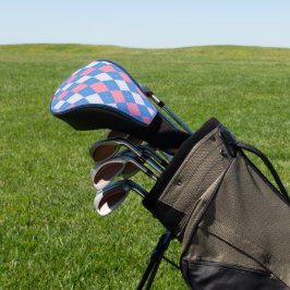 Roze en blauwe Argyle golfhoofdhoes Golfheadcover