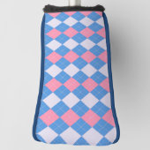 Roze en blauwe Argyle golfhoofdhoes Golfheadcover (Draai 90)