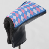 Roze en blauwe Argyle golfhoofdhoes Golfheadcover (3/4 voorkant)