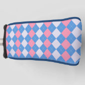 Roze en blauwe Argyle golfhoofdhoes Golfheadcover (Voorkant)