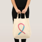 Roze en Blauwe Awareness Lint Kunst Custom Boodsch Tote Bag (Voorkant (product))