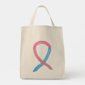 Roze en Blauwe Awareness Lint Kunst Custom Boodsch Tote Bag (Achterkant)