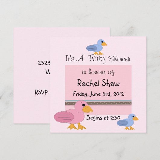 Roze en blauwe Baby Baby shower Kaart (Voorkant / Achterkant)