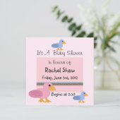 Roze en blauwe Baby Baby shower Kaart (Staand voorkant)