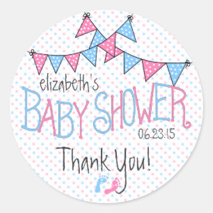 Roze en blauwe Baby Bunting Ronde Sticker
