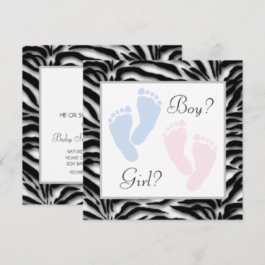Roze en Blauwe Baby Feet Gender Reveal Kaart (Voorkant / Achterkant)