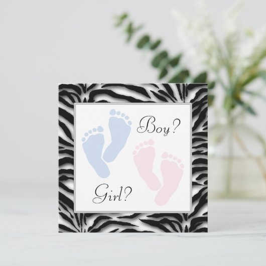 Roze en Blauwe Baby Feet Gender Reveal Kaart (Staand voorkant)