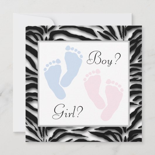 Roze en Blauwe Baby Feet Gender Reveal Kaart (Voorkant)