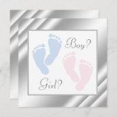 Roze en Blauwe Baby Feet Gender Reveal Kaart (Voorkant / Achterkant)