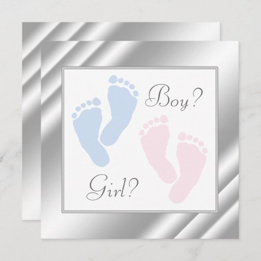Roze en Blauwe Baby Feet Gender Reveal Kaart (Voorkant / Achterkant)