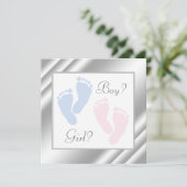 Roze en Blauwe Baby Feet Gender Reveal Kaart (Staand voorkant)