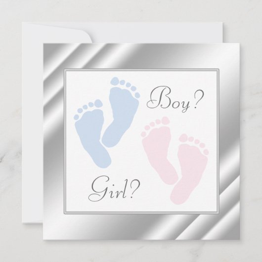 Roze en Blauwe Baby Feet Gender Reveal Kaart (Voorkant)