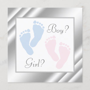 Roze en Blauwe Baby Feet Gender Reveal Kaart