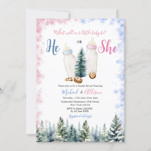 Roze en blauwe Baby-fles Hij of zij onthult geslac Kaart