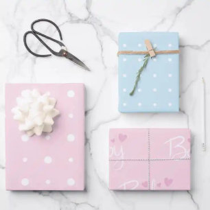 Roze en blauwe Baby Inpakpapier Vel
