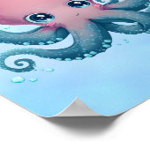 Roze en blauwe baby octopus poster (Hoek)
