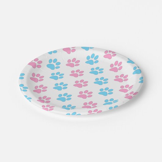 Roze en blauwe baby patroon papieren bordje (Gekanteld)