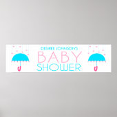 Roze en blauwe Baby shower Banner Poster (Voorkant)
